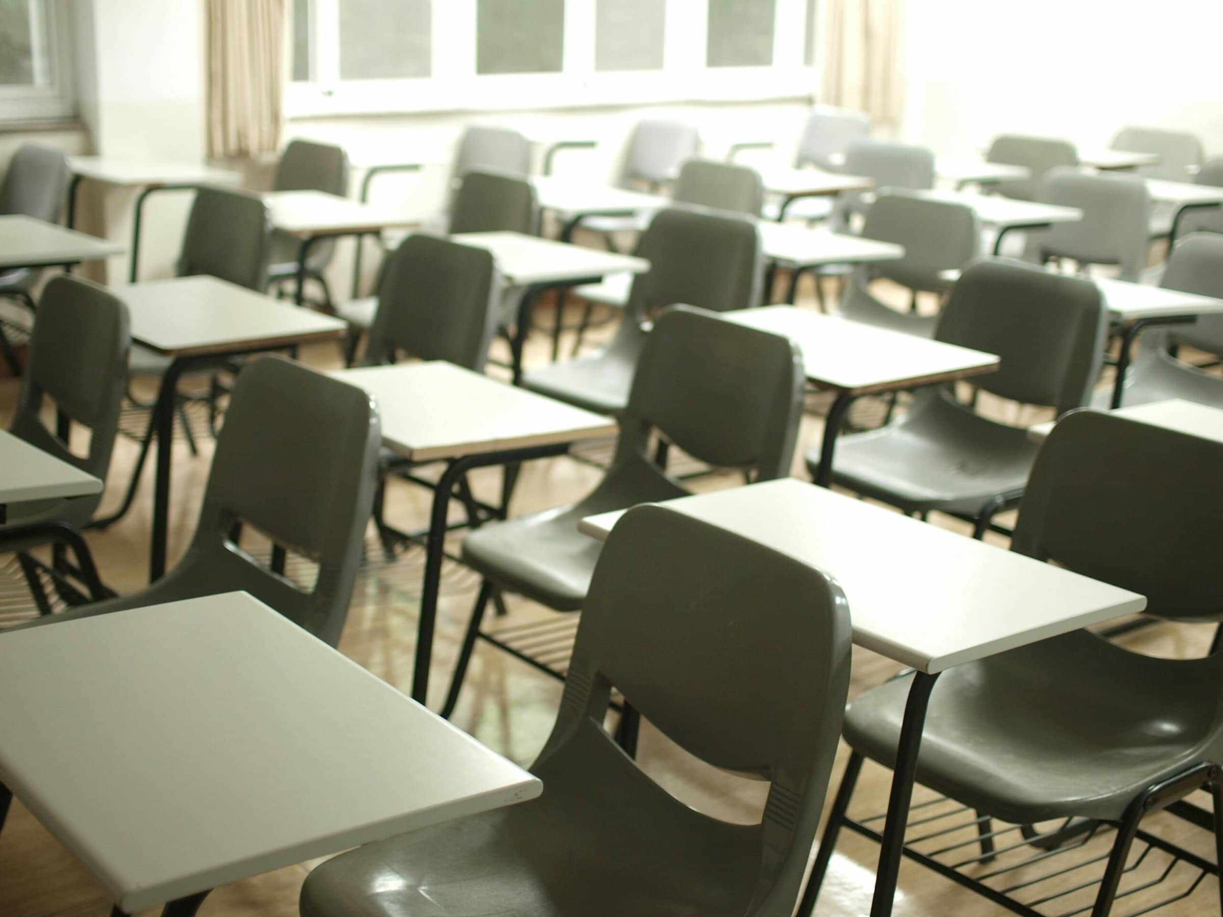 Classroom with desks and chairs