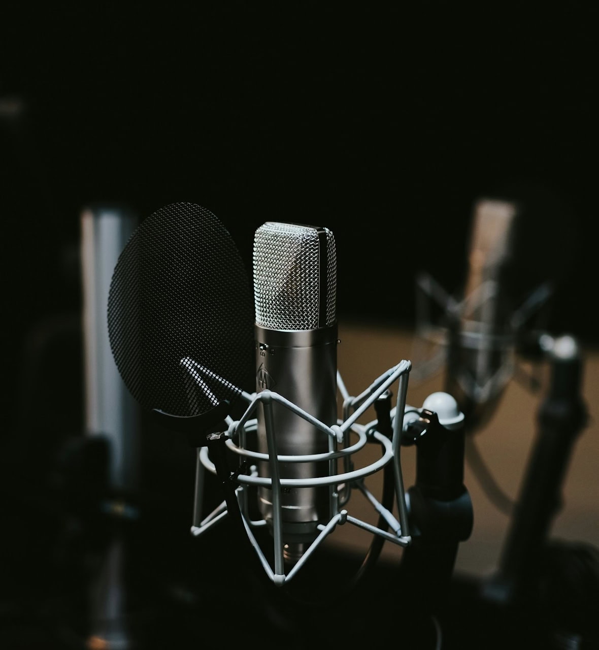 A close of up microphone in studio